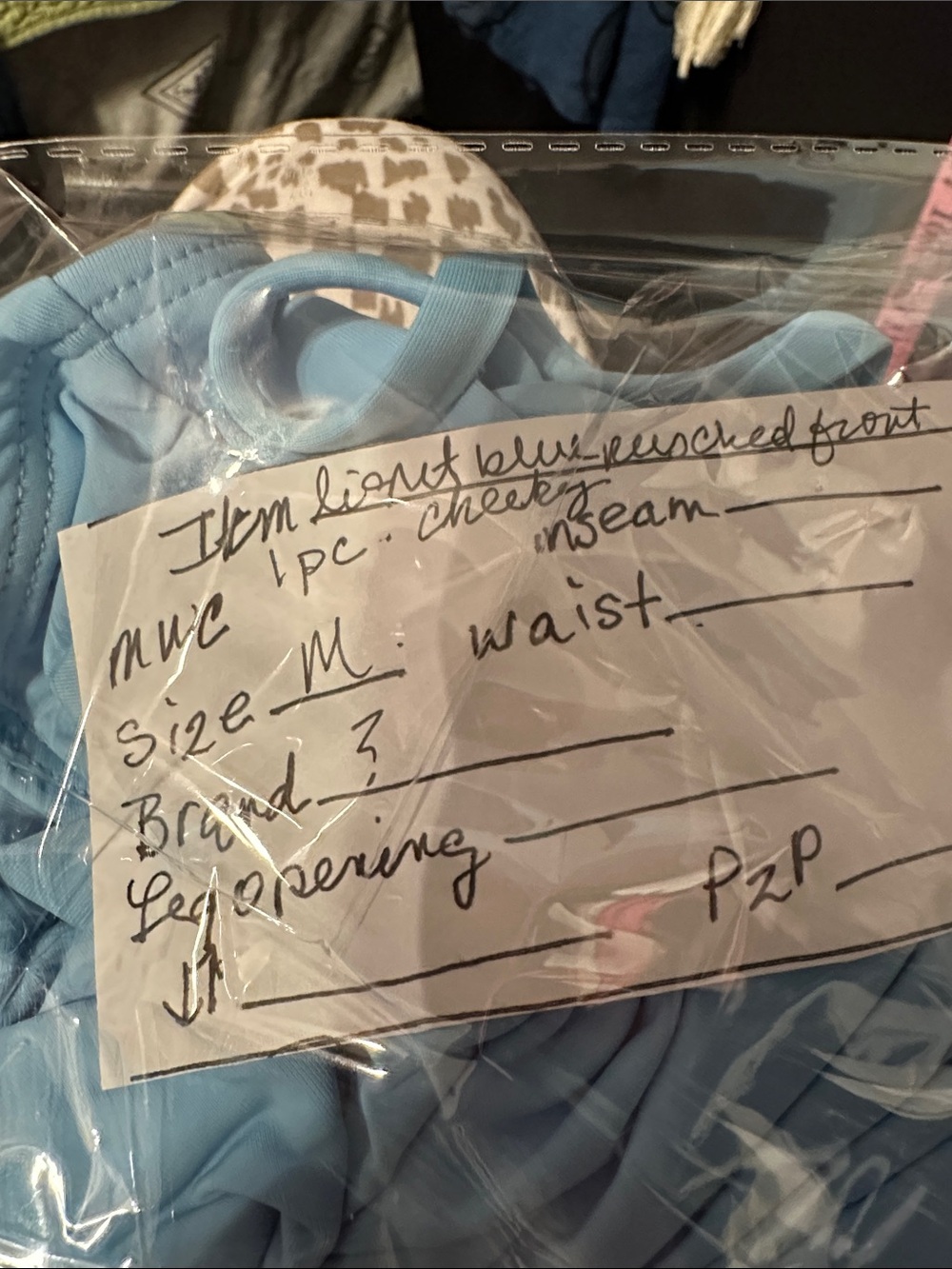 Light Blue Ruched One-Piece Swimsuit - Picture 7 of 7